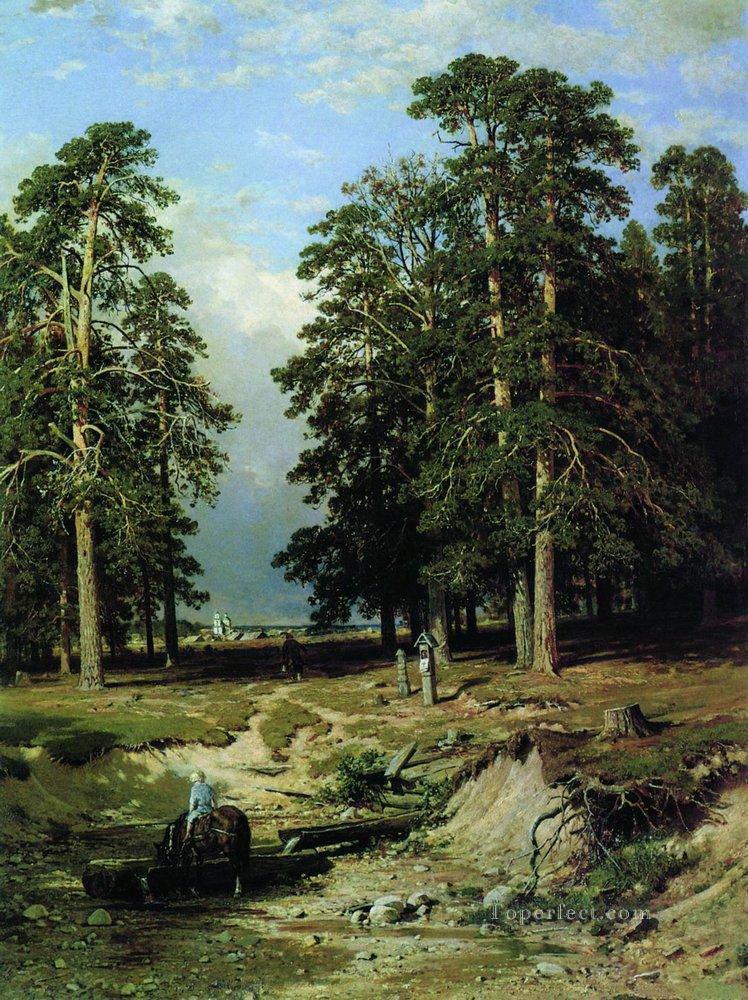 holy creek near yelabuga 1886 classical landscape Ivan Ivanovich trees Oil Paintings